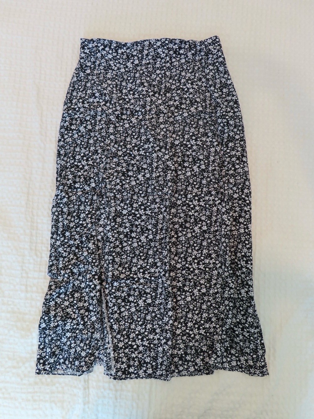 Black Floral Midi Skirt - Women's